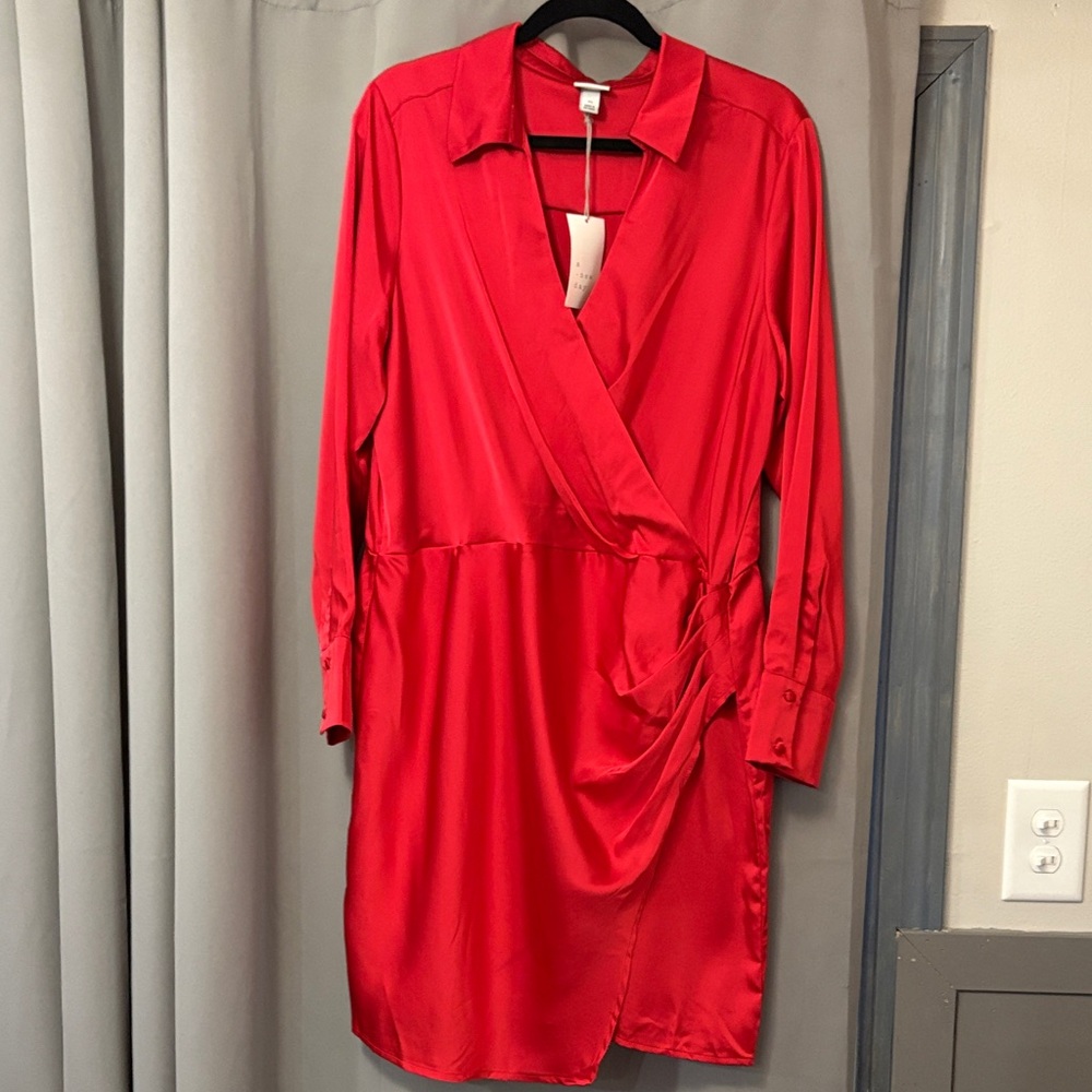 A New Day Bold Red Long Sleeve Dress